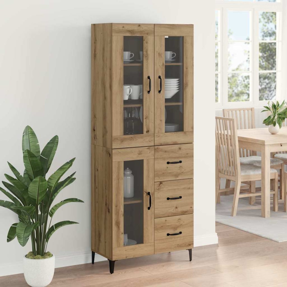 vidaXL Highboard Artisan Oak 69,5 x 34 x 180 εκ. Επεξεργασμένο Ξύλο