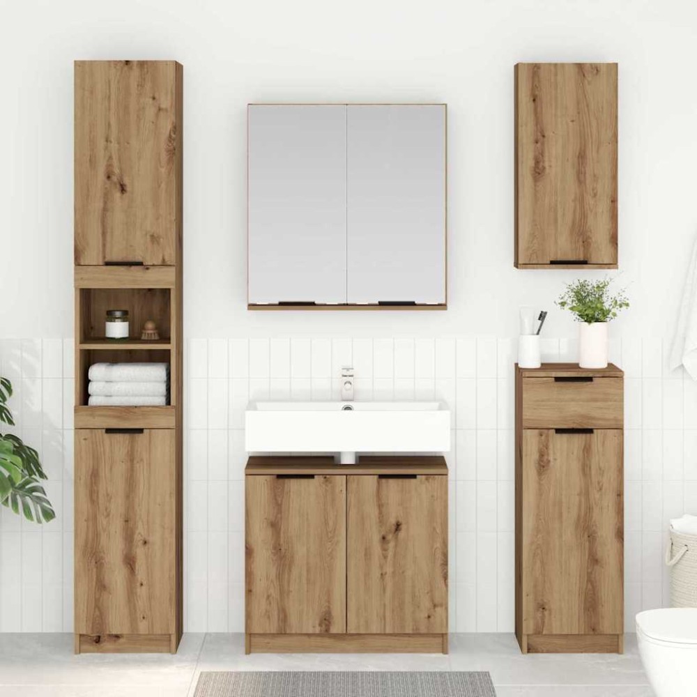 vidaXL Σετ Ντουλαπιών Μπάνιου 3 τεμ. Artisan Oak Επεξεργασμένο Ξύλο