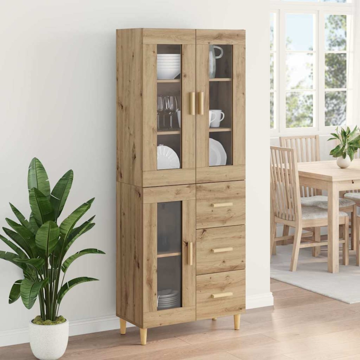 vidaXL Highboard Artisan Oak 69,5 x 34 x 180 εκ. Επεξεργασμένο Ξύλο
