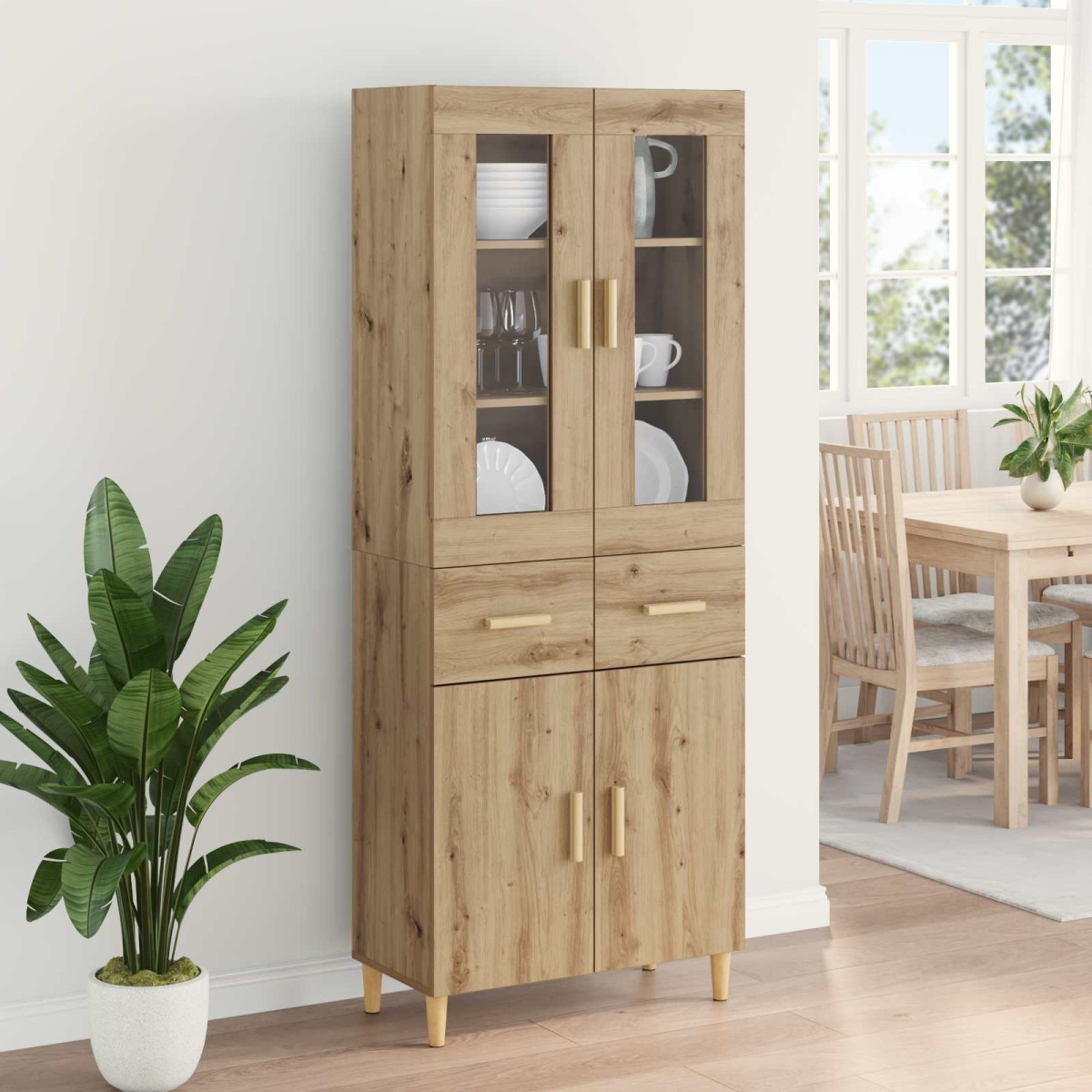 vidaXL Highboard Artisan Oak 69,5 x 34 x 180 εκ. Επεξεργασμένο Ξύλο