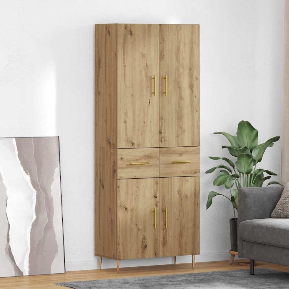 vidaXL Highboard Artisan Oak 69,5 x 34 x 180 εκ. Επεξεργασμένο Ξύλο