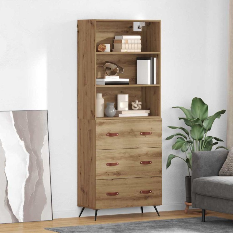 vidaXL Highboard Artisan Oak 69,5 x 34 x 180 εκ. Επεξεργασμένο Ξύλο