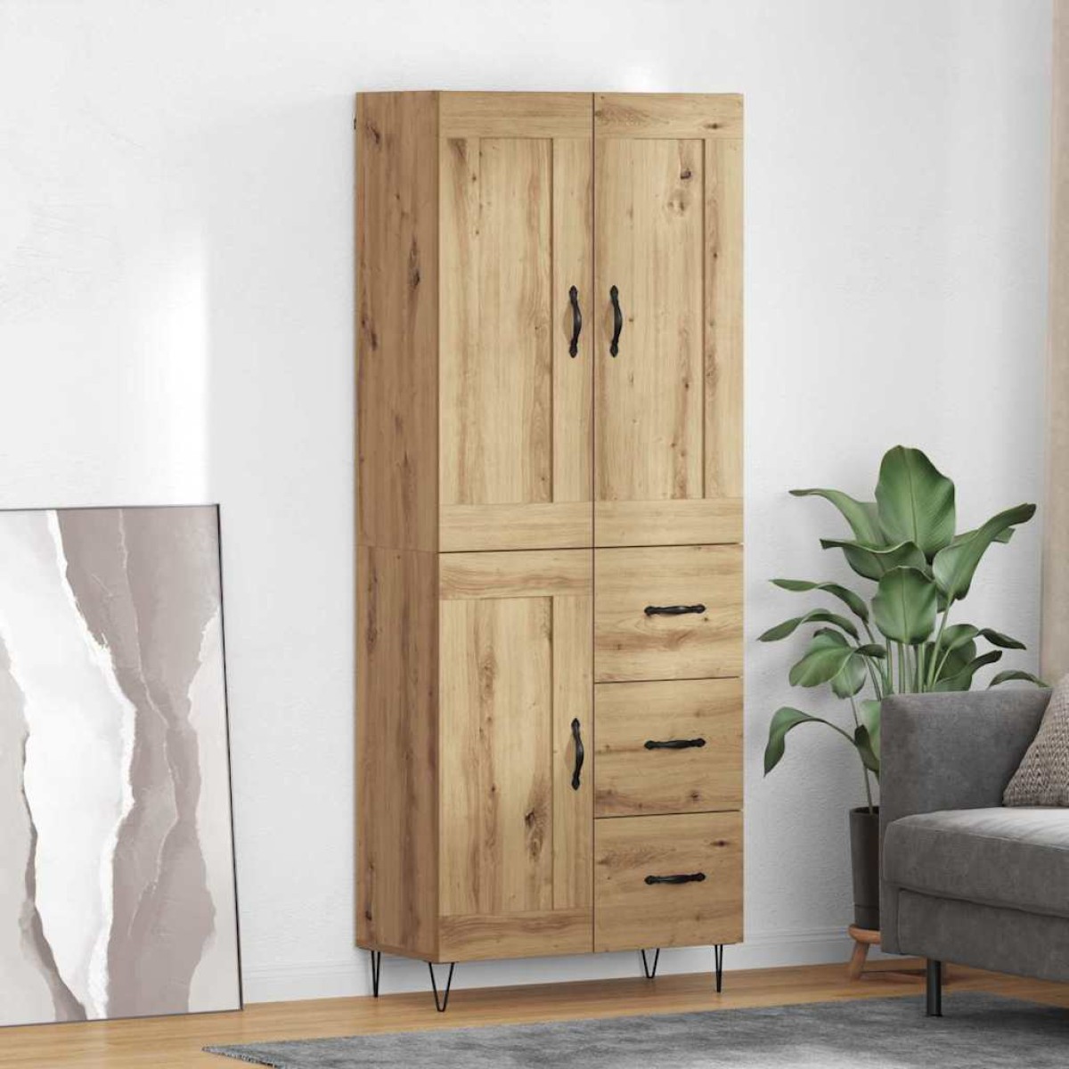 vidaXL Highboard Artisan Oak 69,5 x 34 x 180 εκ. Επεξεργασμένο Ξύλο