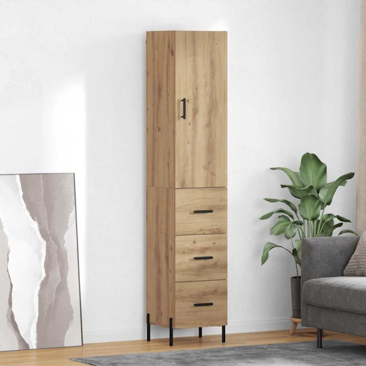 vidaXL Highboard Artisan Oak 34,5 x 34 x 180 εκ. Επεξεργασμένο Ξύλο