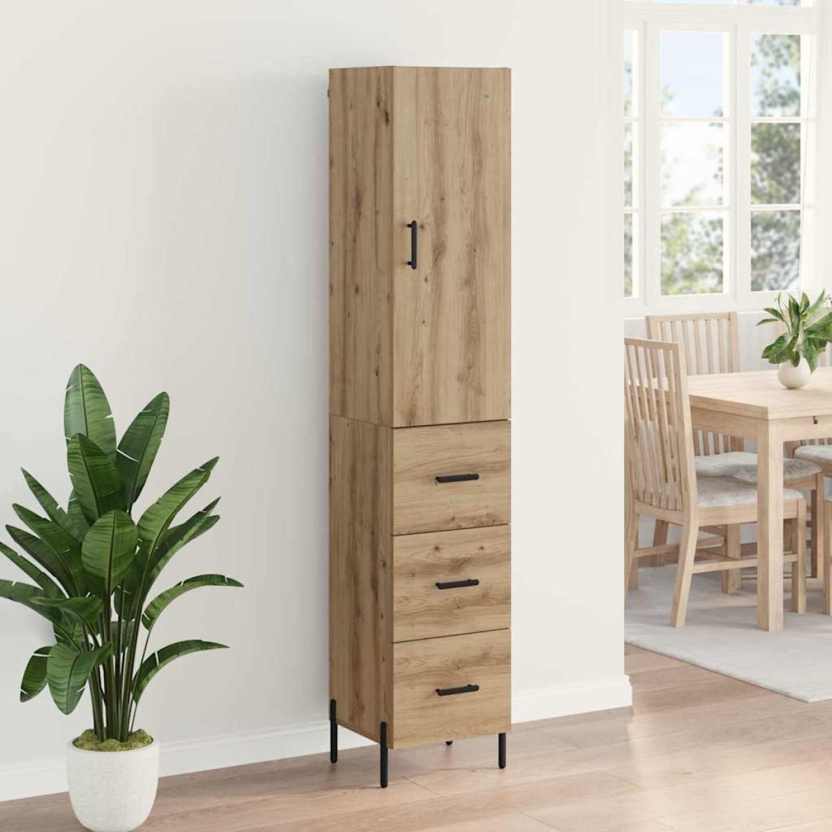 vidaXL Highboard Artisan Oak 34,5 x 34 x 180 εκ. Επεξεργασμένο Ξύλο