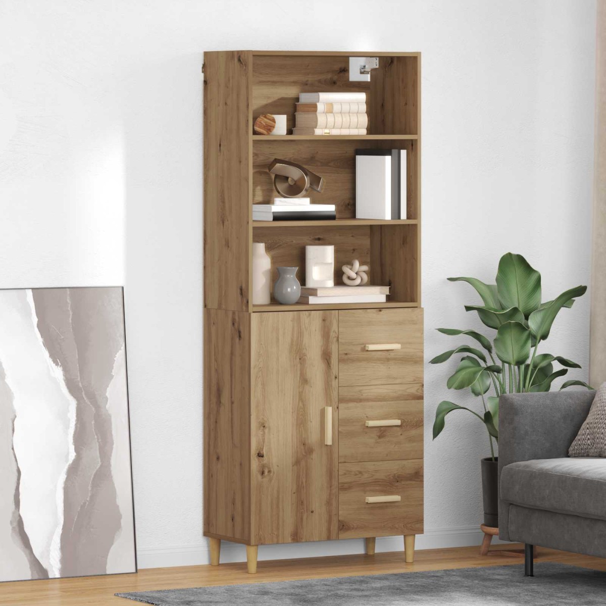 vidaXL Highboard Artisan Oak 69,5 x 32,5 x 180 εκ Επεξεργασμένο Ξύλο