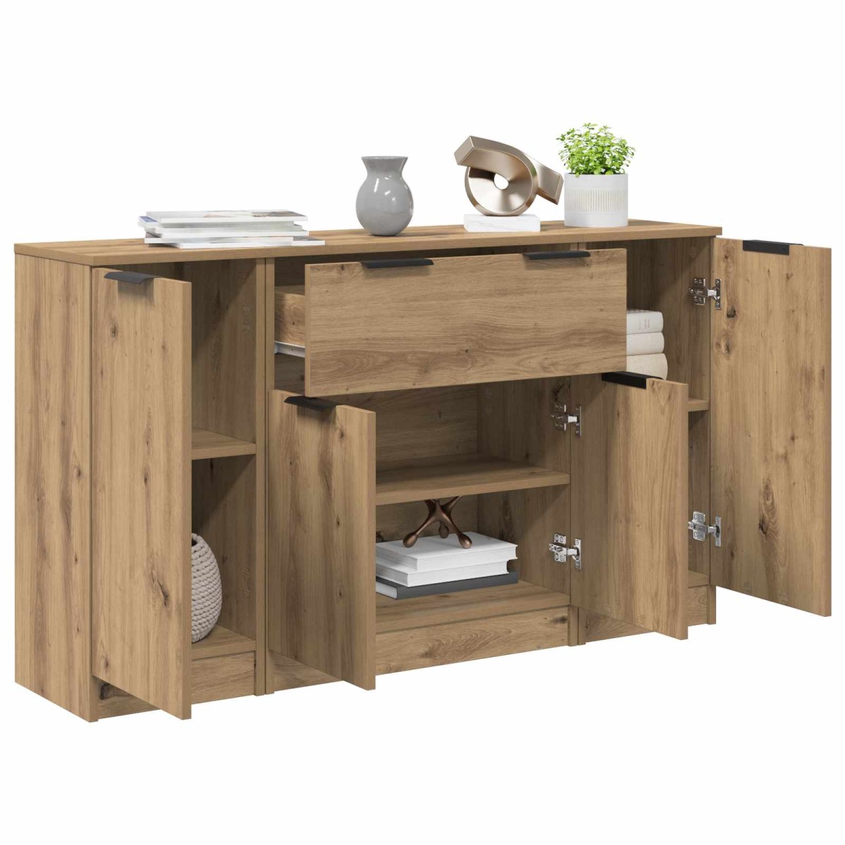 vidaXL Πλαϊνό γραφείο 3 τμχ. Artisan Oak 120 x 30 x 70 cm