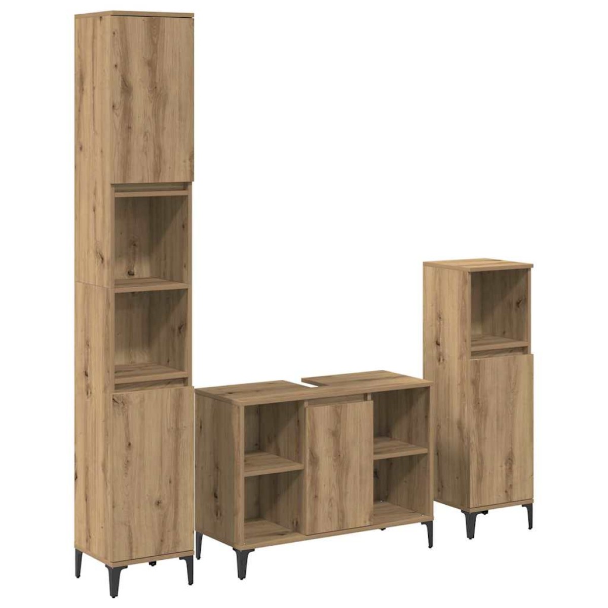 vidaXL Σετ Επίπλων Μπάνιου 3 τεμ. Artisan Oak Επεξεργασμένο ξύλο