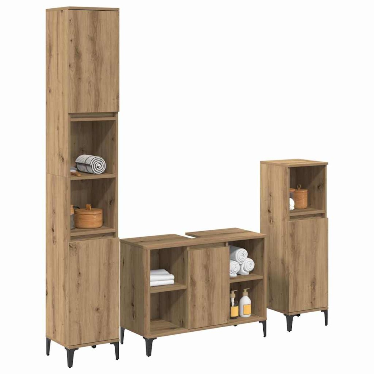 vidaXL Σετ Επίπλων Μπάνιου 3 τεμ. Artisan Oak Επεξεργασμένο ξύλο