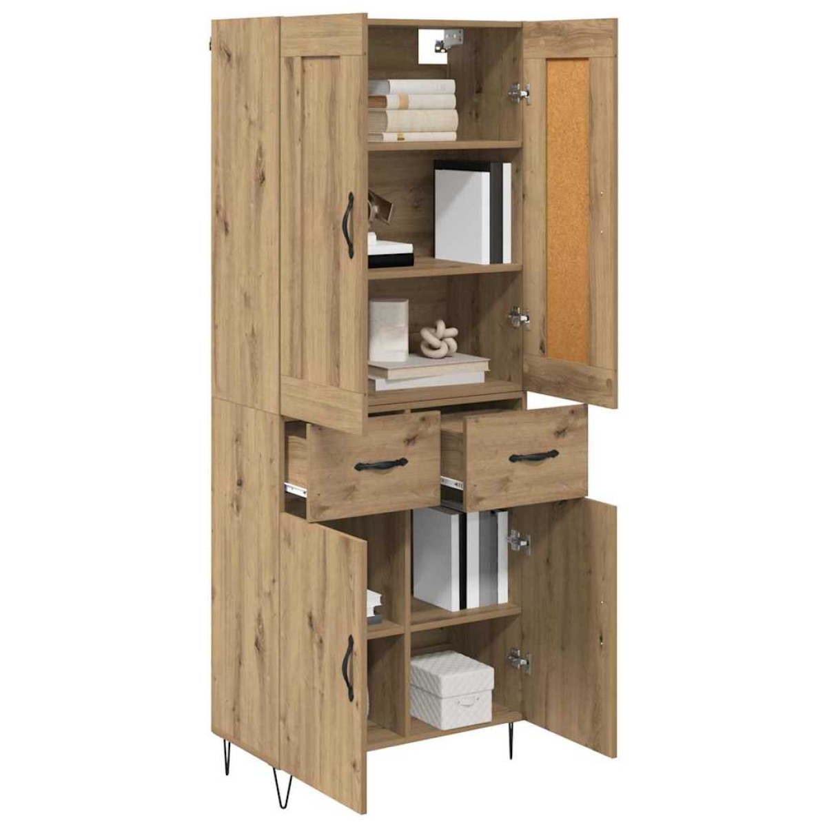 vidaXL Highboard Artisan Oak 69,5 x 34 x 180 εκ. Επεξεργασμένο Ξύλο