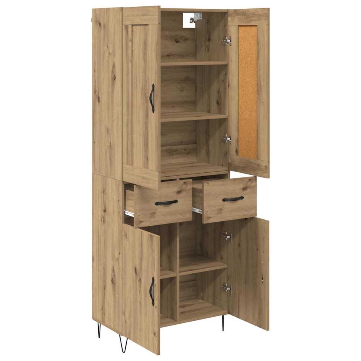 vidaXL Highboard Artisan Oak 69,5 x 34 x 180 εκ. Επεξεργασμένο Ξύλο