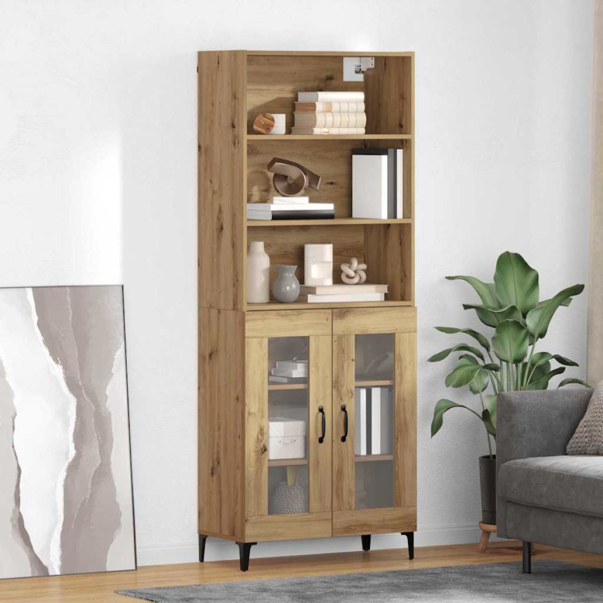 vidaXL Highboard Artisan Oak 69,5 x 34 x 180 εκ. Επεξεργασμένο Ξύλο