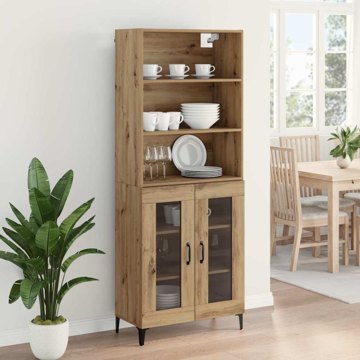 vidaXL Highboard Artisan Oak 69,5 x 34 x 180 εκ. Επεξεργασμένο Ξύλο