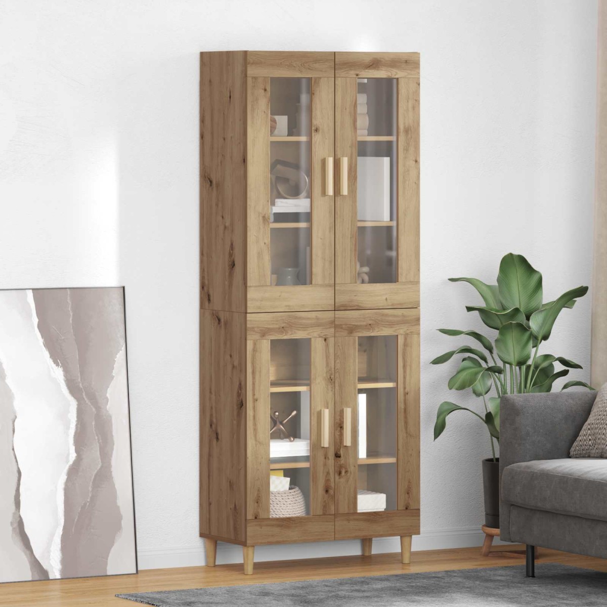 vidaXL Highboard Artisan Oak 69,5 x 34 x 180 εκ. Επεξεργασμένο Ξύλο