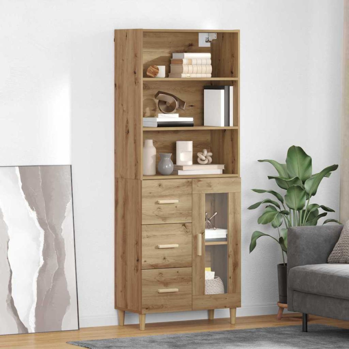 vidaXL Highboard Artisan Oak 69,5 x 34 x 180 εκ. Επεξεργασμένο Ξύλο