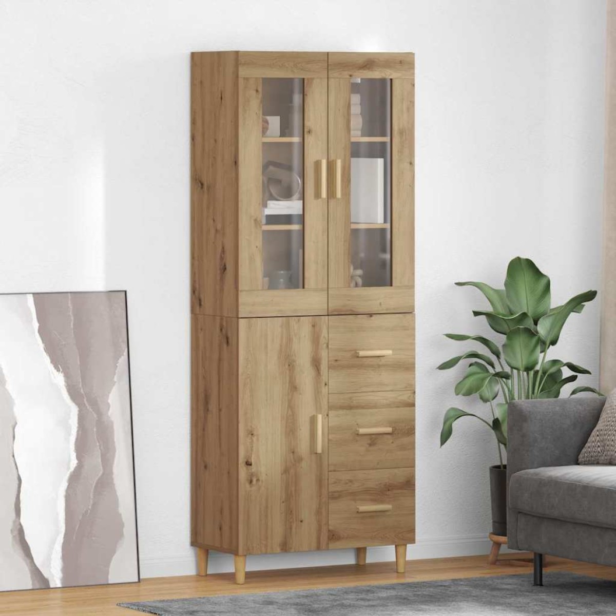 vidaXL Highboard Artisan Oak 34,5 x 34 x 180 εκ. Επεξεργασμένο Ξύλο