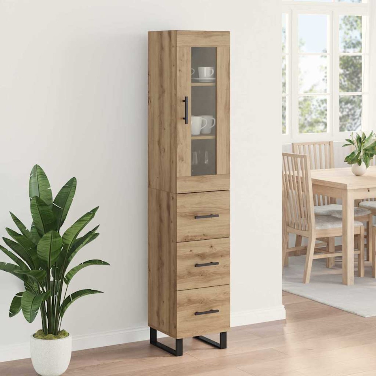 vidaXL Highboard Artisan Oak 34,5 x 34 x 180 εκ. Επεξεργασμένο Ξύλο