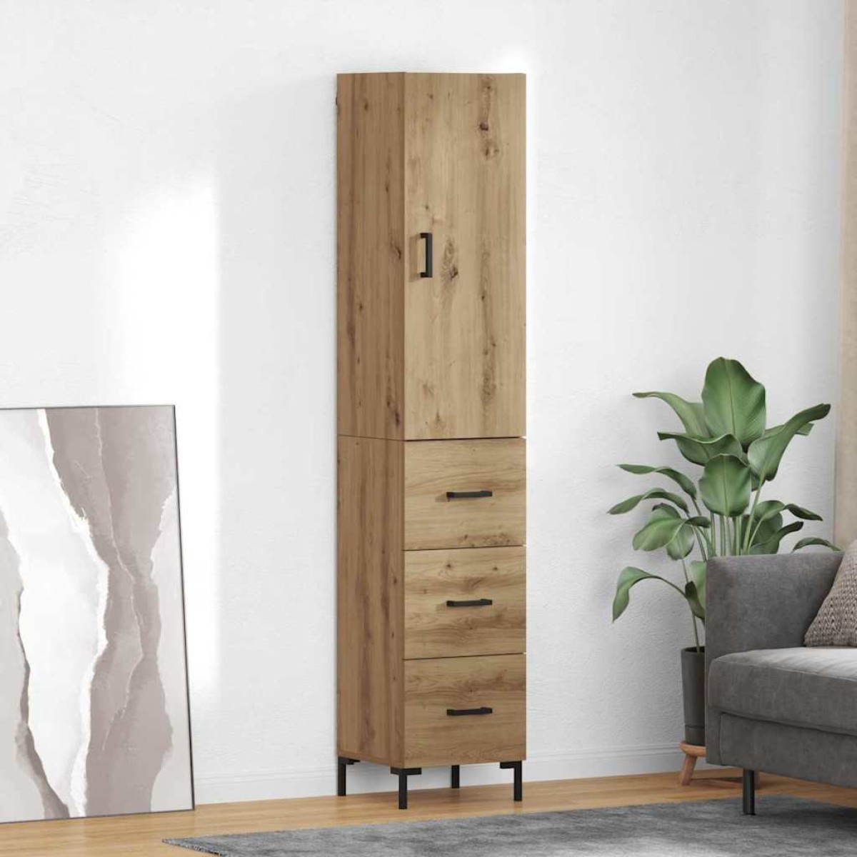vidaXL Highboard Artisan Oak 34,5 x 34 x 180 εκ. Επεξεργασμένο Ξύλο