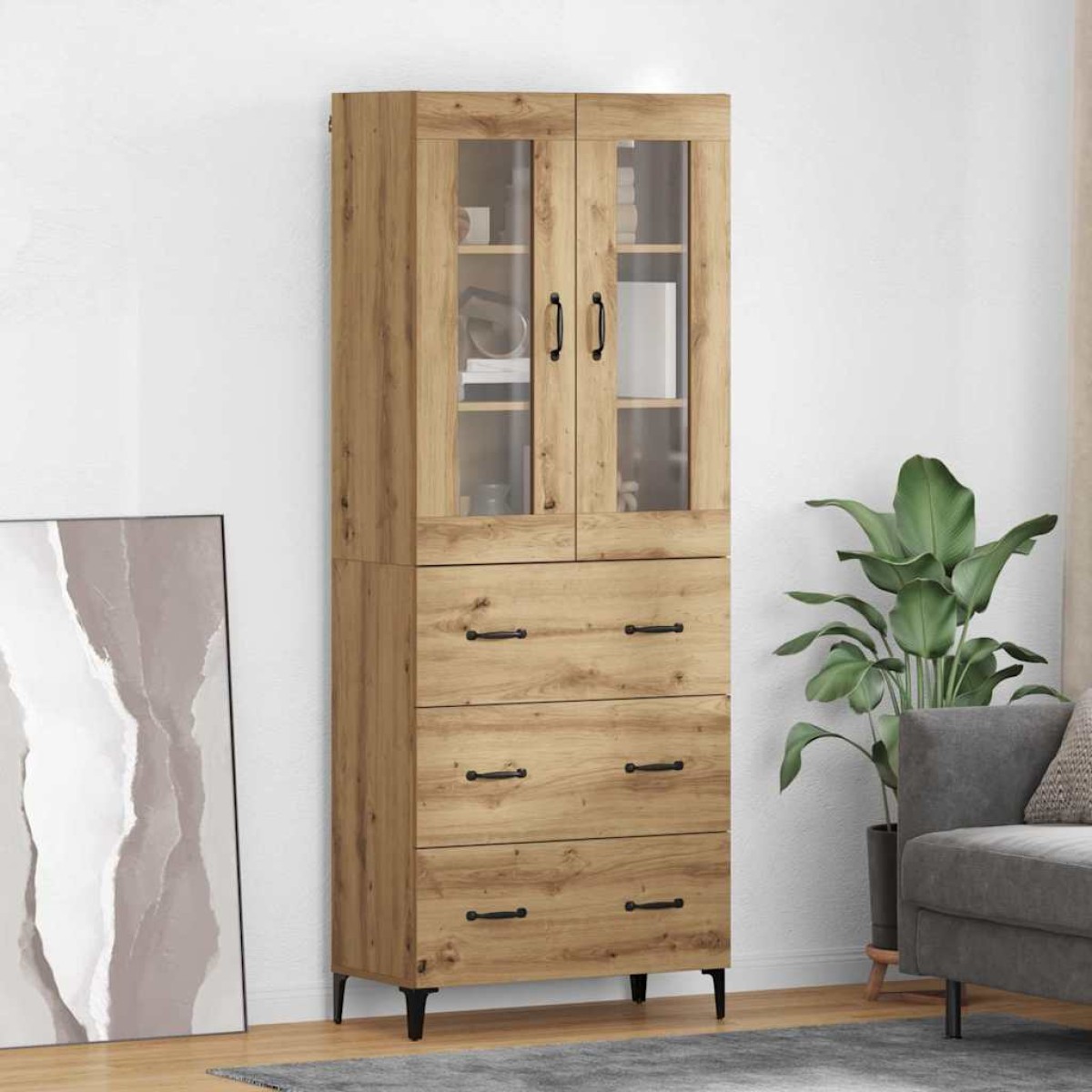 vidaXL Highboard Artisan Oak 69,5 x 34 x 180 εκ. Επεξεργασμένο Ξύλο