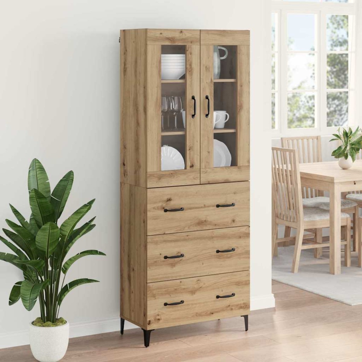 vidaXL Highboard Artisan Oak 69,5 x 34 x 180 εκ. Επεξεργασμένο Ξύλο