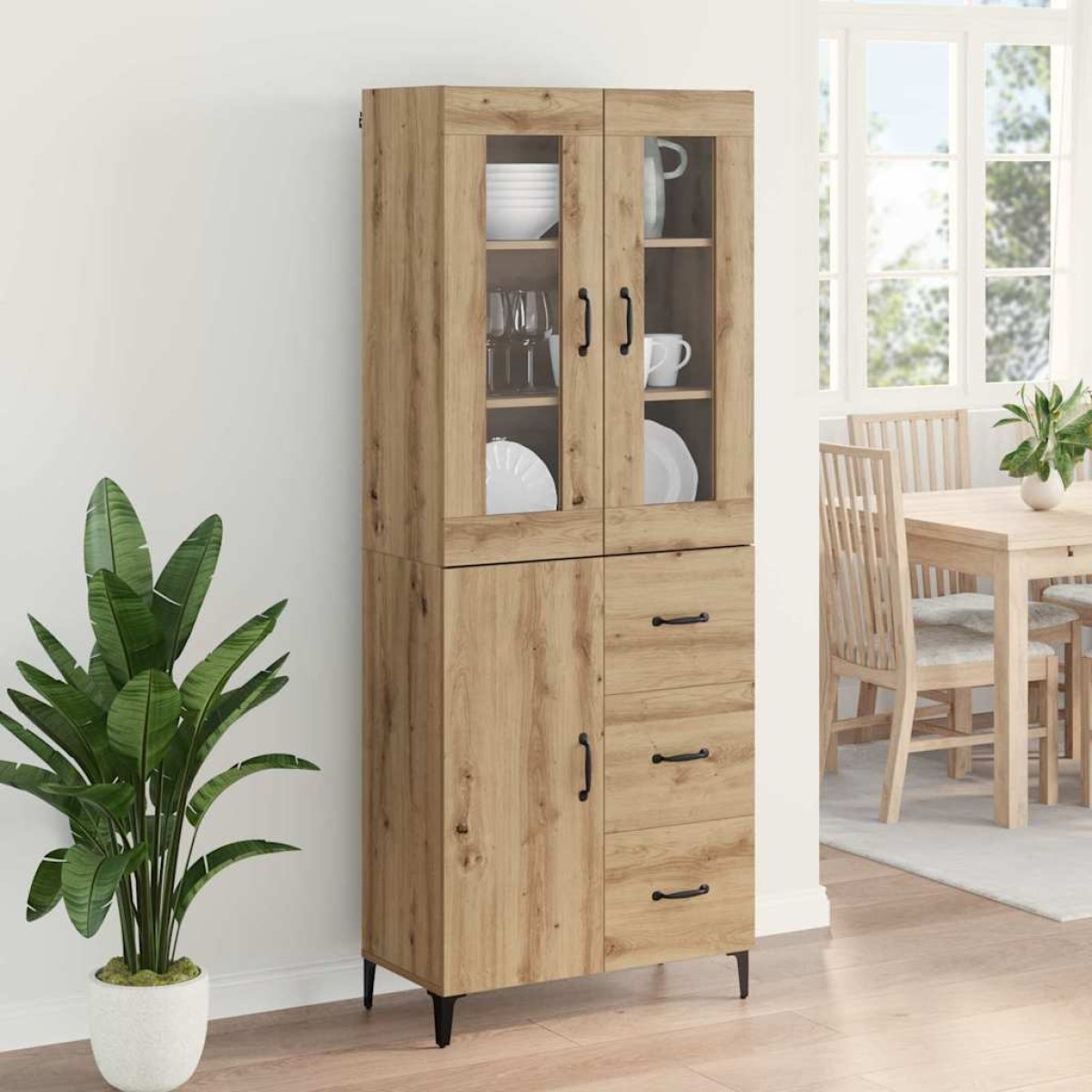 vidaXL Highboard Artisan Oak 69,5 x 34 x 180 εκ. Επεξεργασμένο Ξύλο
