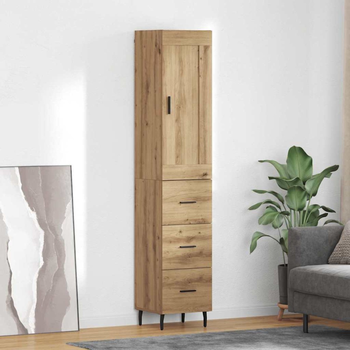 vidaXL Highboard Artisan Oak 34,5 x 34 x 180 εκ. Επεξεργασμένο Ξύλο