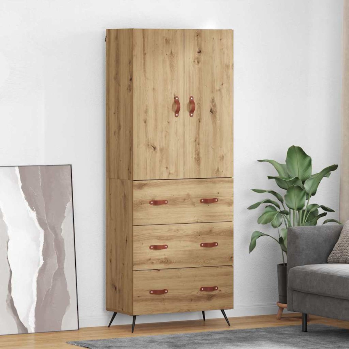vidaXL Highboard Artisan Oak 69,5 x 34 x 180 εκ. Επεξεργασμένο Ξύλο