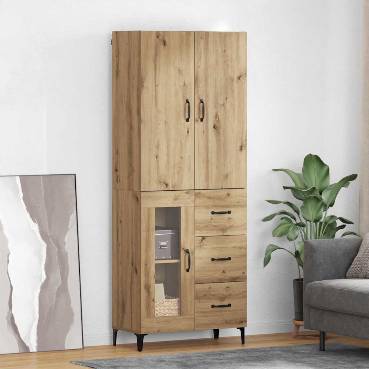 vidaXL Highboard Artisan Oak 69,5 x 34 x 180 εκ. Επεξεργασμένο Ξύλο