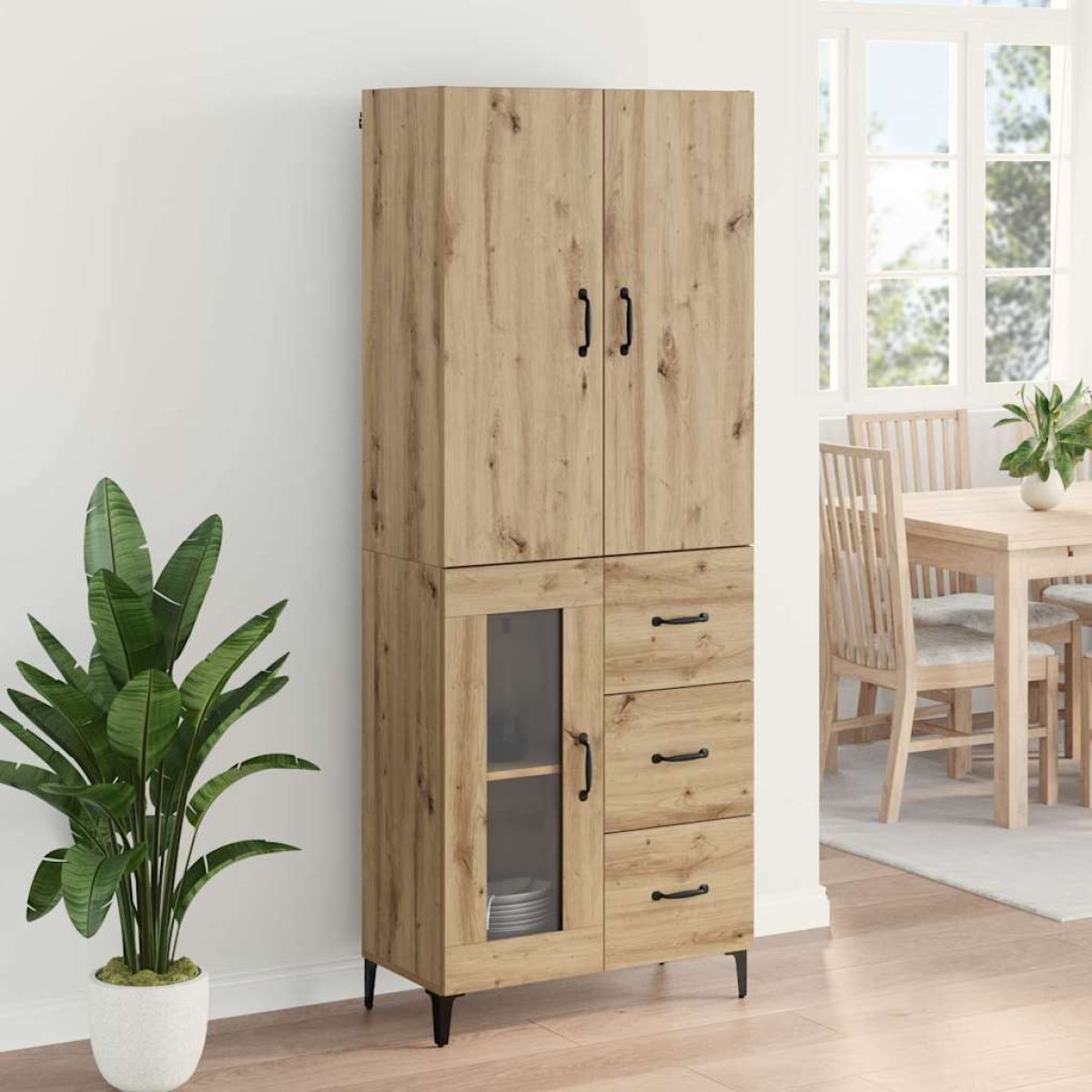 vidaXL Highboard Artisan Oak 69,5 x 34 x 180 εκ. Επεξεργασμένο Ξύλο