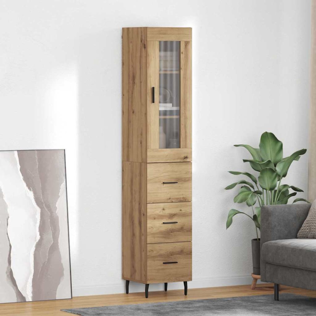 vidaXL Highboard Artisan Oak 34,5 x 34 x 180 εκ. Επεξεργασμένο Ξύλο