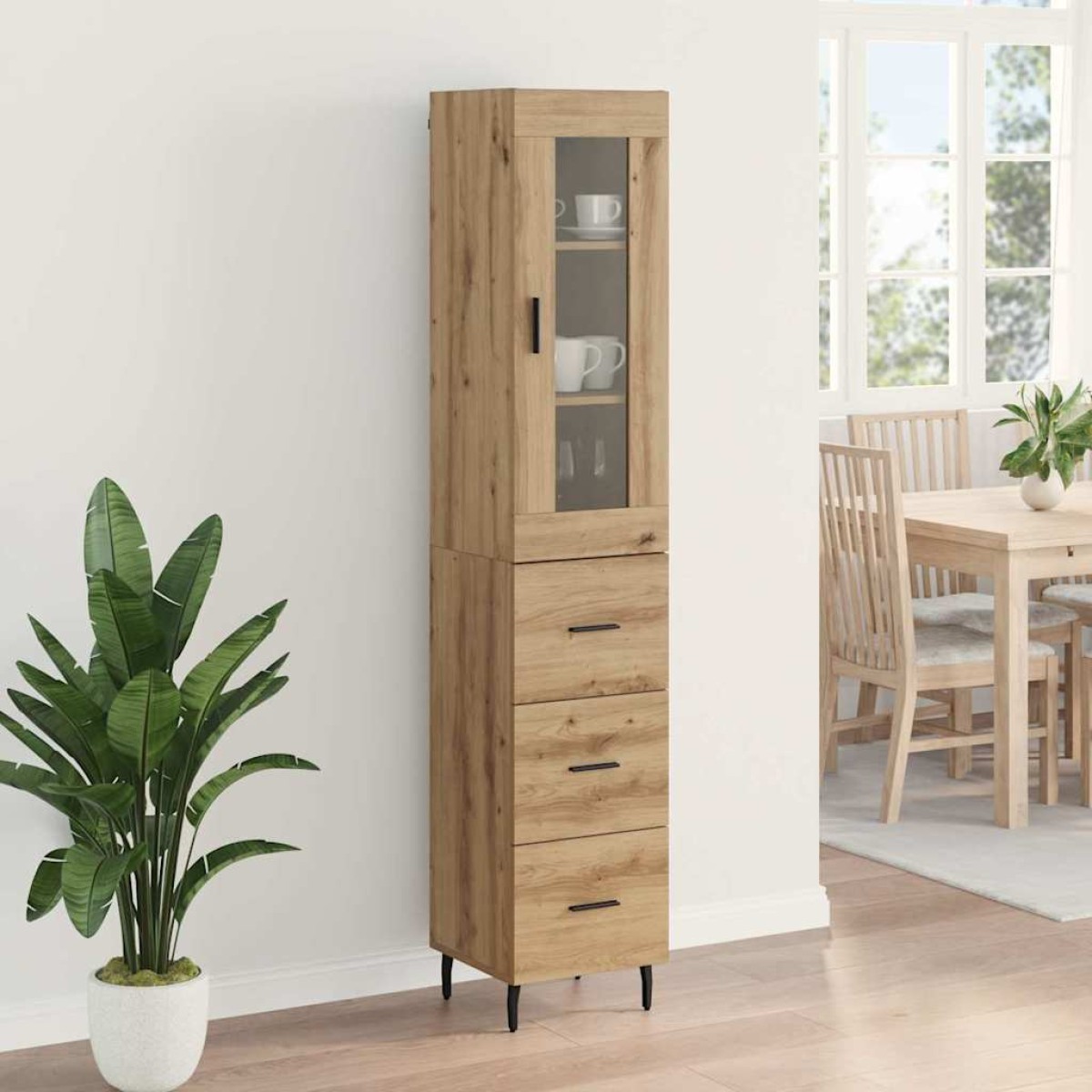 vidaXL Highboard Artisan Oak 34,5 x 34 x 180 εκ. Επεξεργασμένο Ξύλο