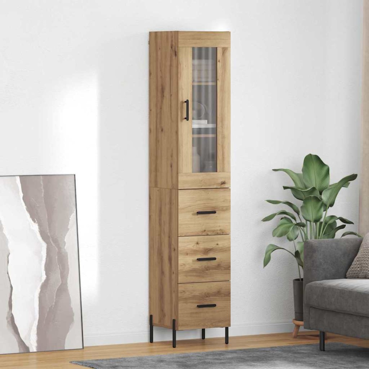 vidaXL Highboard Artisan Oak 34,5 x 34 x 180 εκ. Επεξεργασμένο Ξύλο