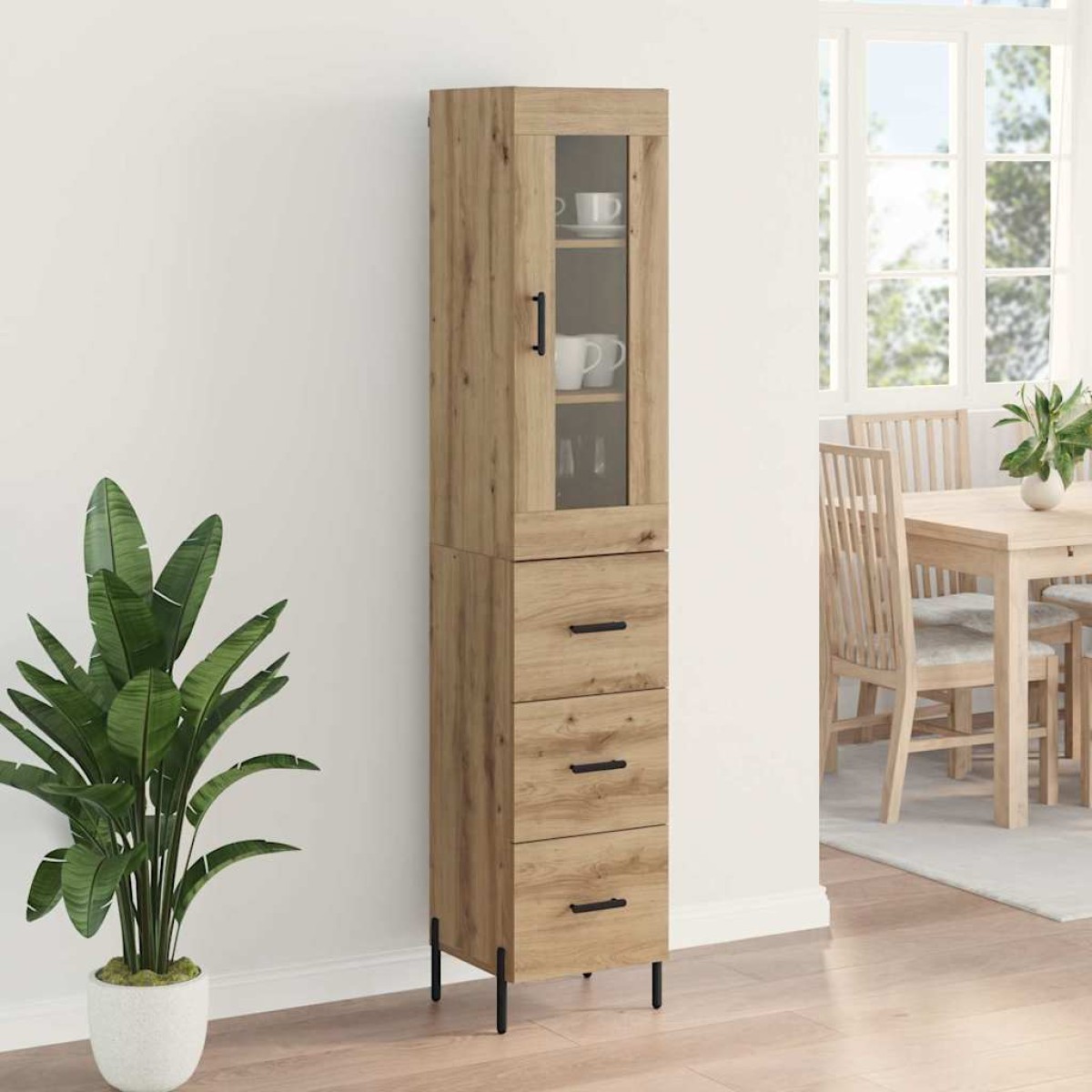 vidaXL Highboard Artisan Oak 34,5 x 34 x 180 εκ. Επεξεργασμένο Ξύλο