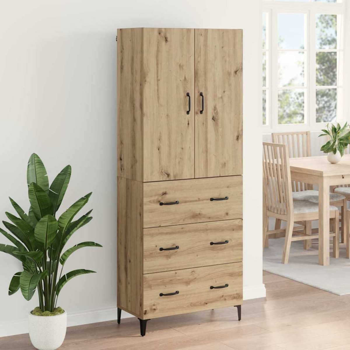 vidaXL Highboard Artisan Oak 69,5 x 34 x 180 εκ. Επεξεργασμένο Ξύλο