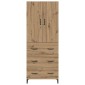 vidaXL Highboard Artisan Oak 69,5 x 34 x 180 εκ. Επεξεργασμένο Ξύλο