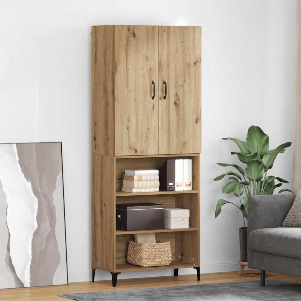 vidaXL Highboard Artisan Oak 69,5 x 34 x 180 εκ. Επεξεργασμένο Ξύλο