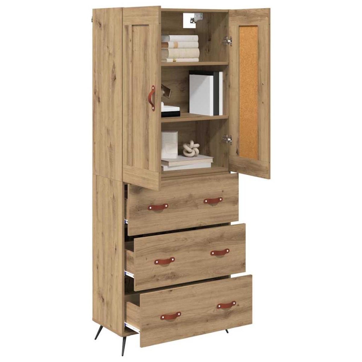 vidaXL Highboard Artisan Oak 69,5 x 34 x 180 εκ. Επεξεργασμένο Ξύλο