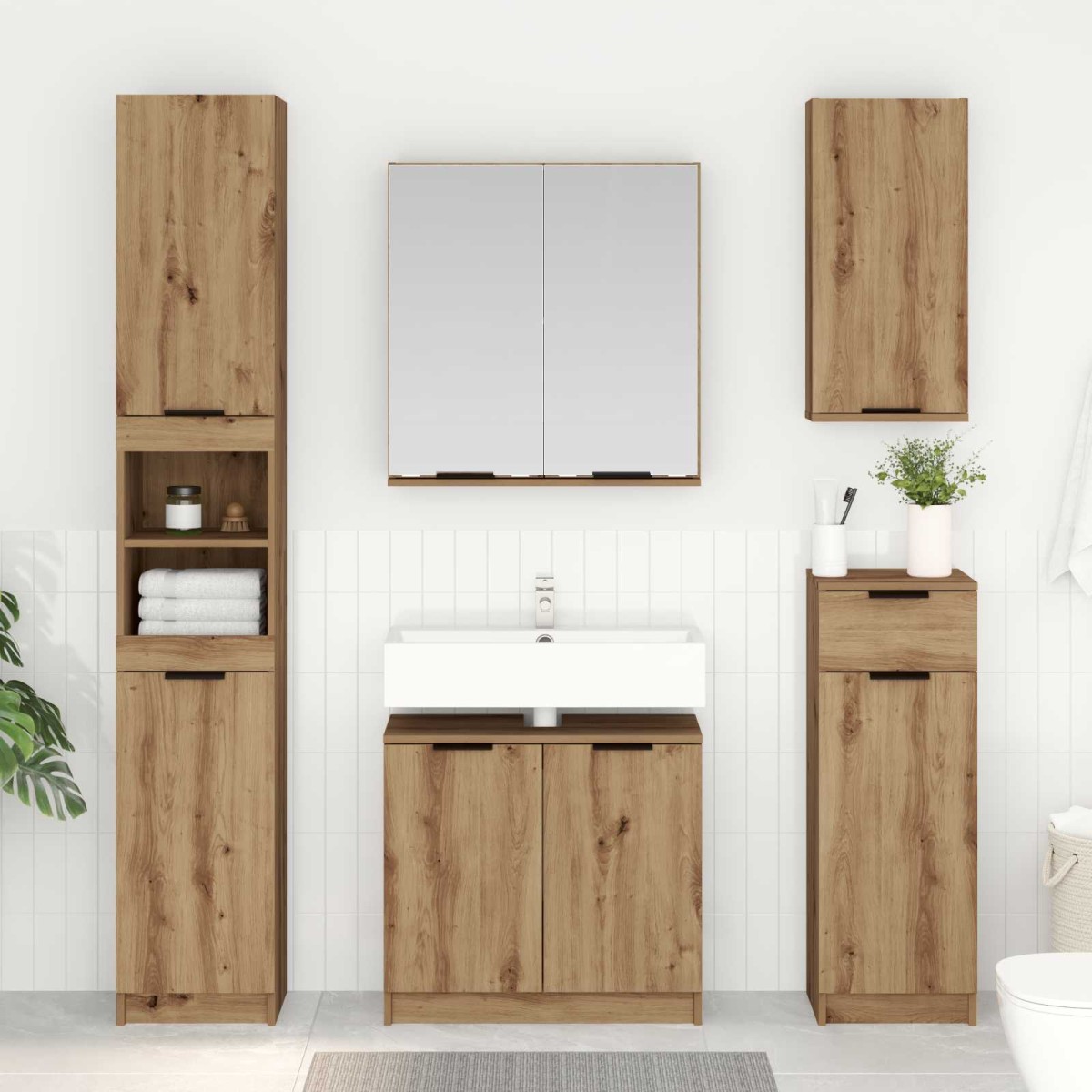 vidaXL Σετ Επίπλων Μπάνιου 4 τμχ. Artisan Oak 64,5 x 33,5 x 59 εκ.