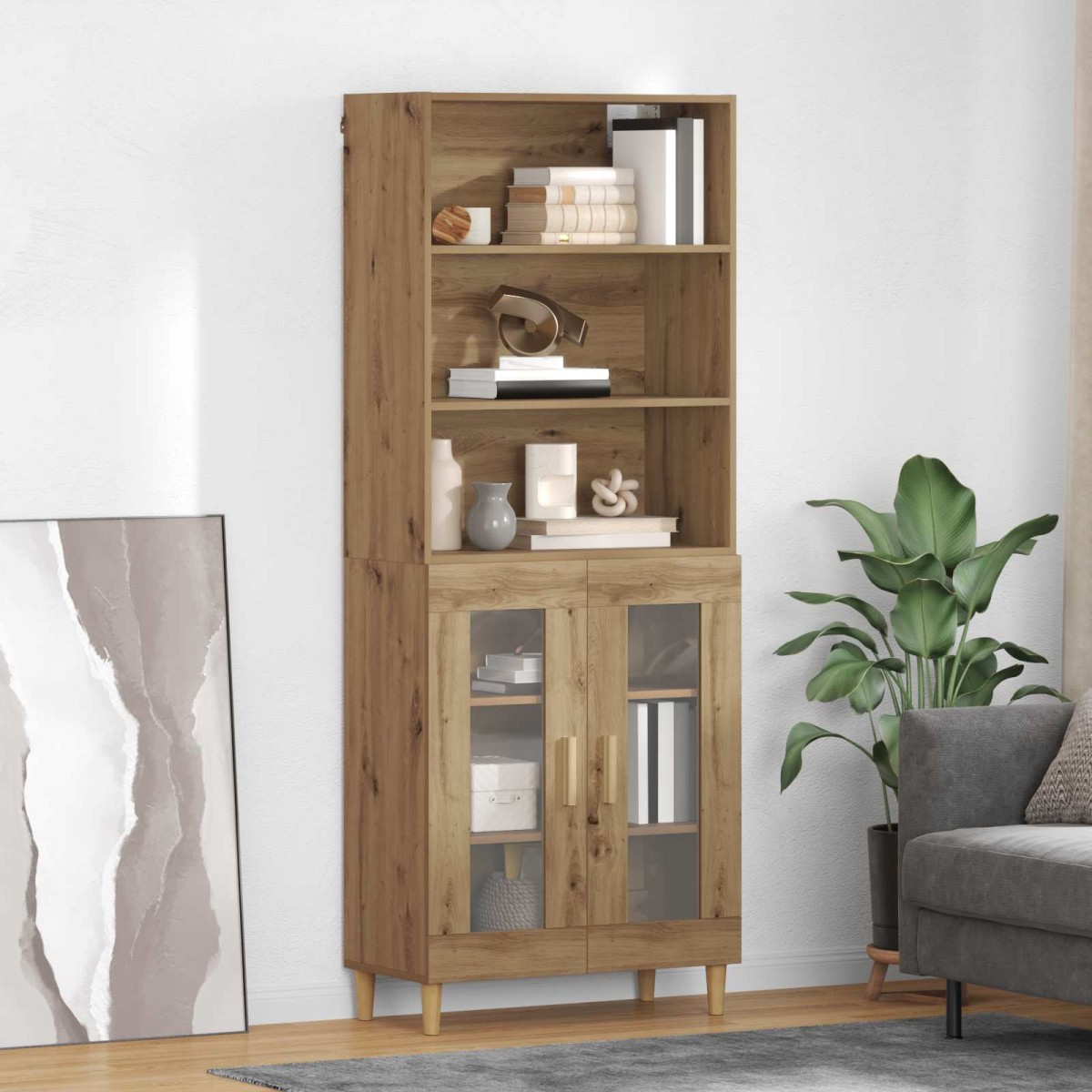 vidaXL Highboard Artisan Oak 69,5 x 32,5 x 180 εκ Επεξεργασμένο Ξύλο
