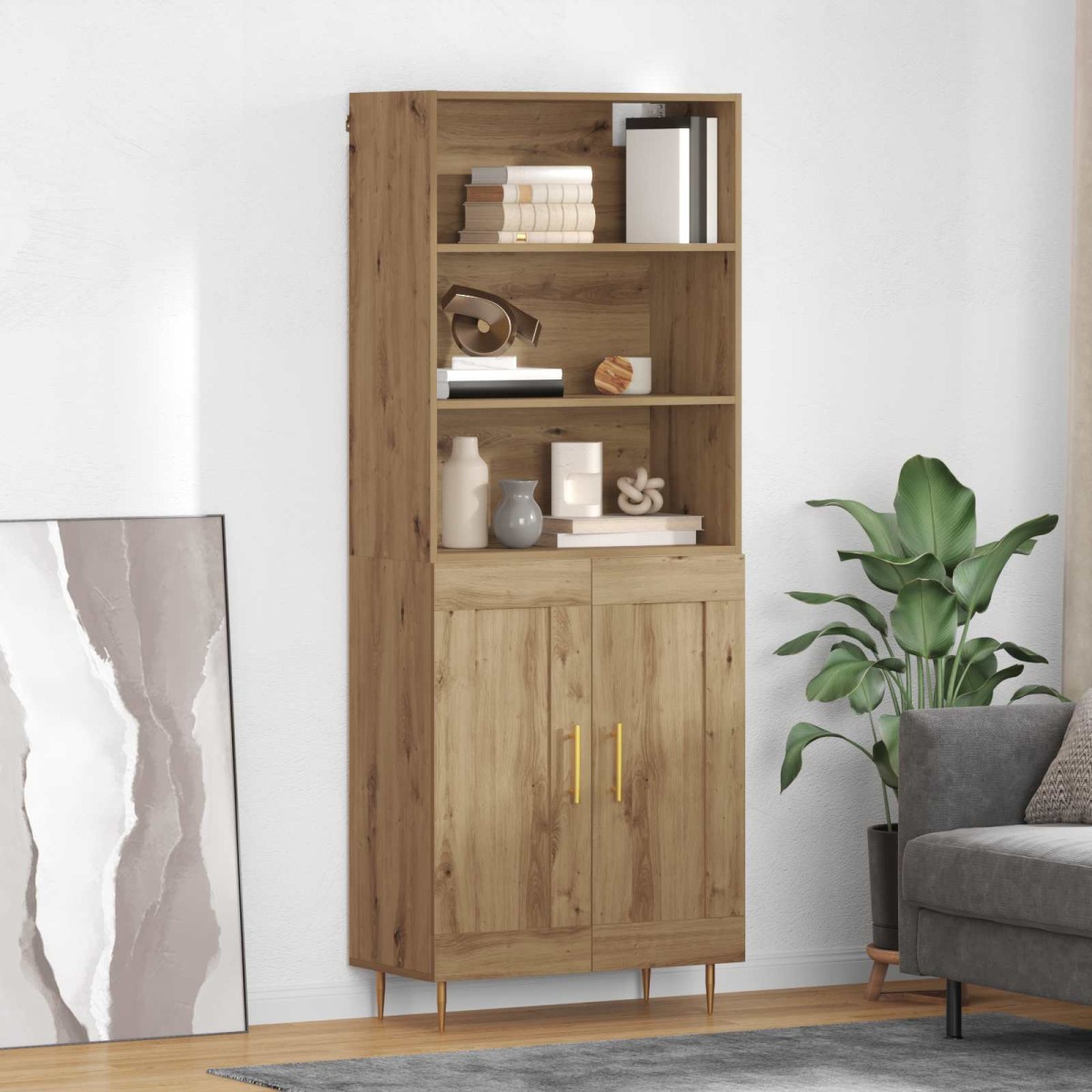 vidaXL Highboard Artisan Oak 69,5 x 34 x 180 εκ. Επεξεργασμένο Ξύλο