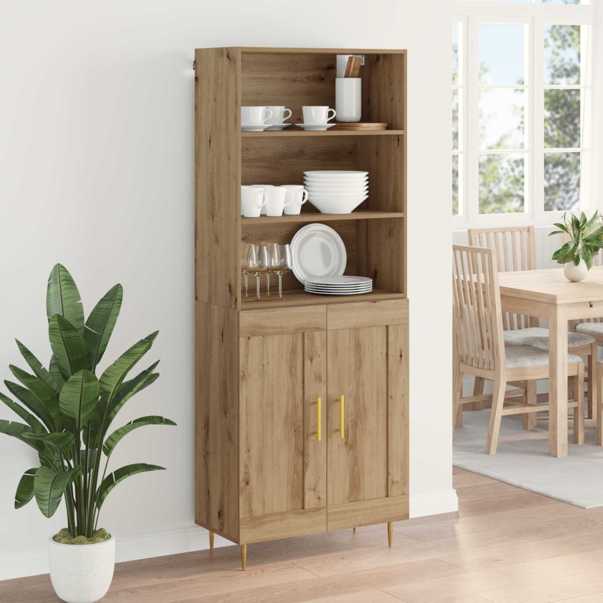vidaXL Highboard Artisan Oak 69,5 x 34 x 180 εκ. Επεξεργασμένο Ξύλο