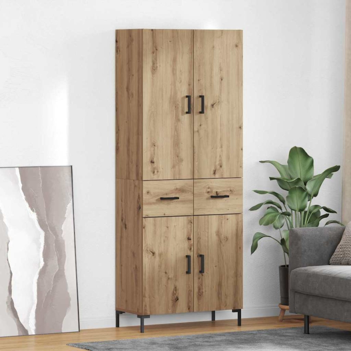 vidaXL Highboard Artisan Oak 69,5 x 34 x 180 εκ. Επεξεργασμένο Ξύλο
