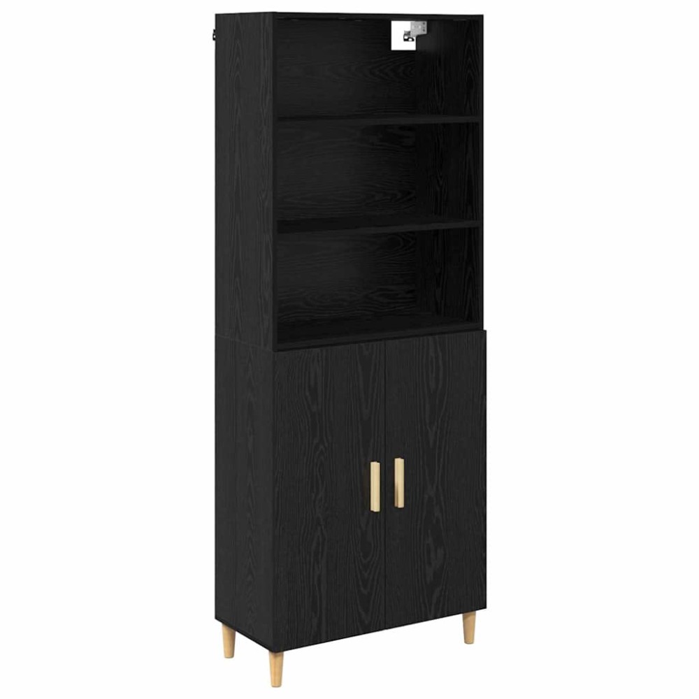 vidaXL Highboard Μαύρη Οξυά 69,5 x 32,5 x 180 εκ Επεξεργασμένο Ξύλο