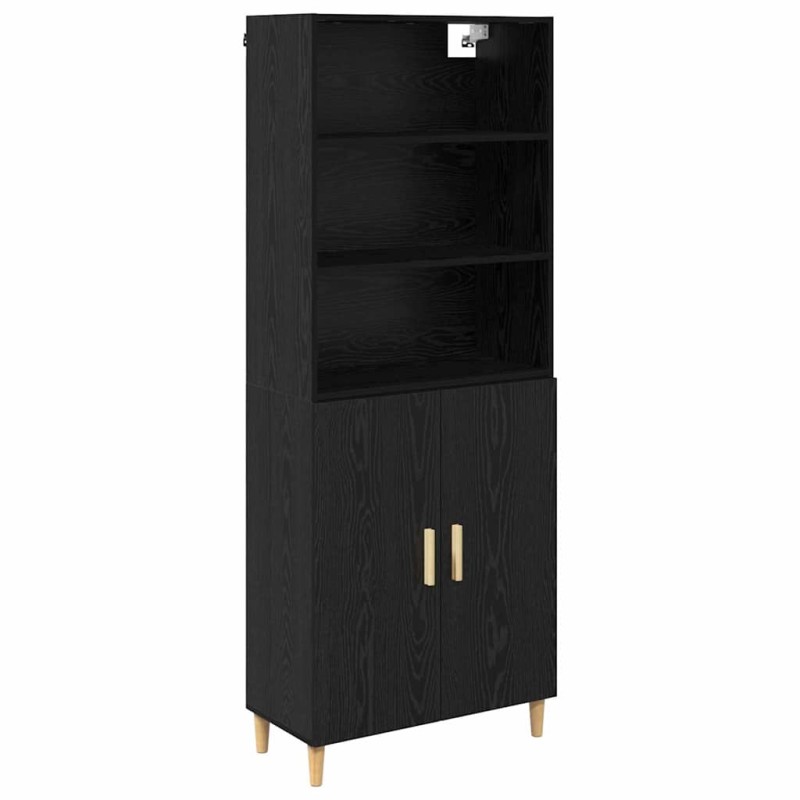 vidaXL Highboard Μαύρη Οξυά 69,5 x 32,5 x 180 εκ Επεξεργασμένο Ξύλο