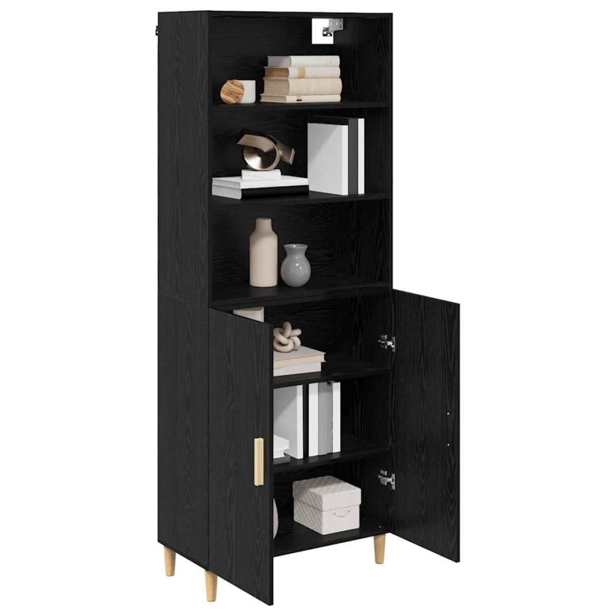 vidaXL Highboard Μαύρη Οξυά 69,5 x 32,5 x 180 εκ Επεξεργασμένο Ξύλο