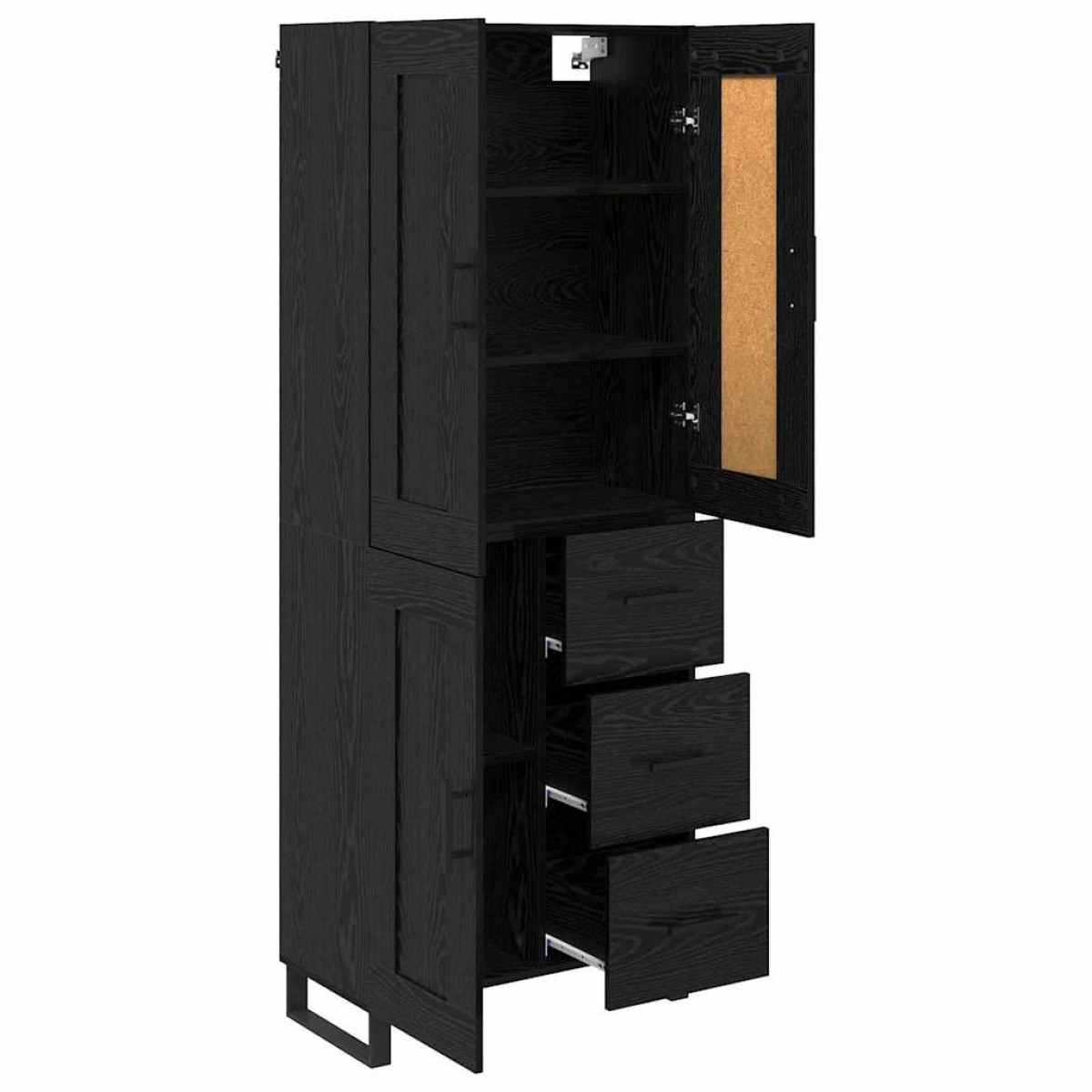 vidaXL Highboard 2 τμχ. Μαύρη Οξυά 69,5 x 34 x 180 εκ.