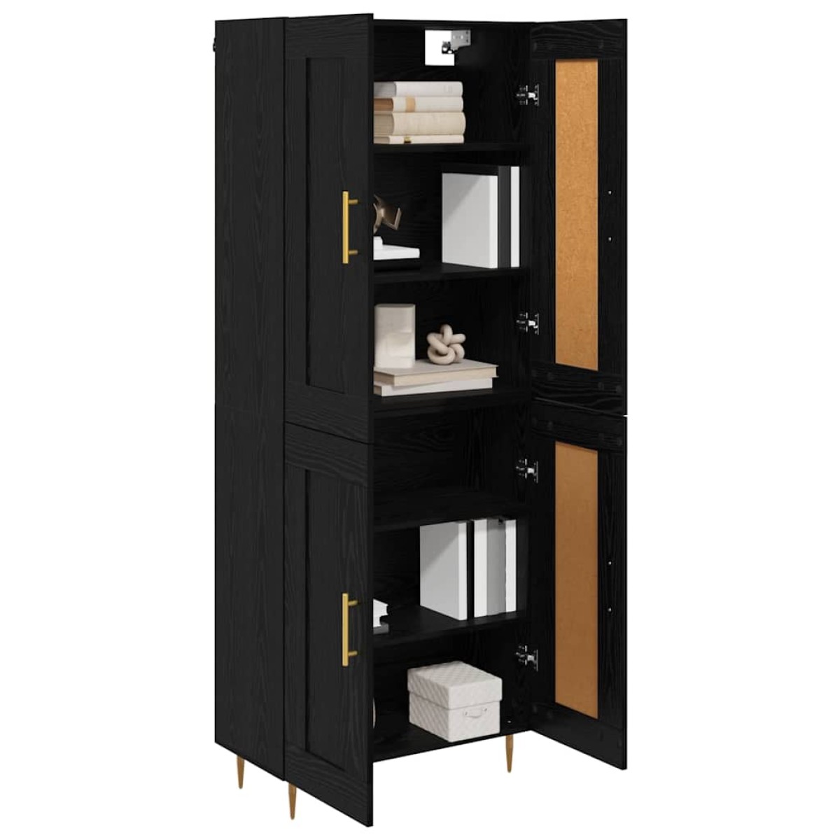 vidaXL Highboard Μαύρη Οξυά 69,5 x 34 x 180 εκ. Επεξεργασμένο Ξύλο