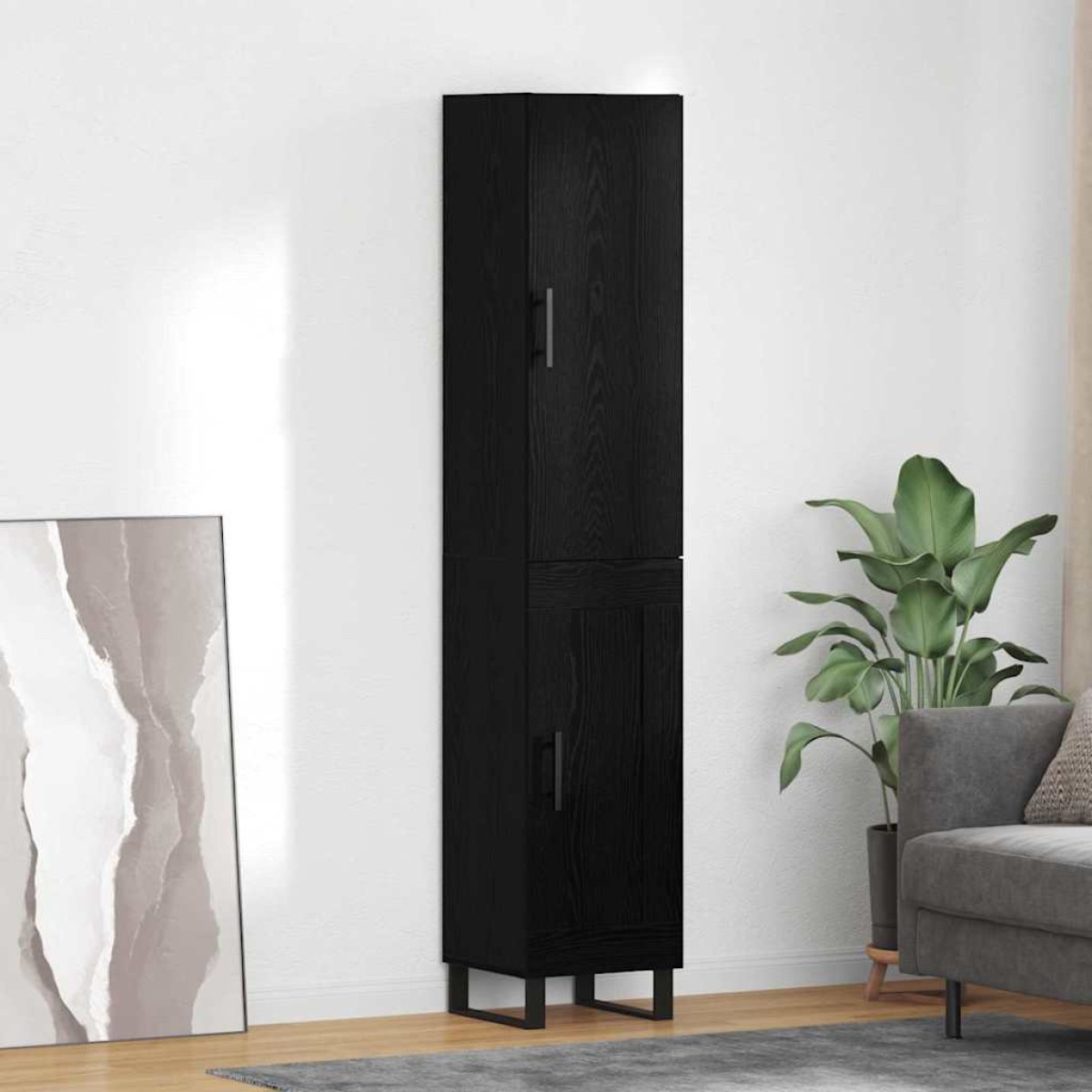 vidaXL Highboard Μαύρη Οξυά 34,5 x 34 x 180 εκ. Επεξεργασμένο Ξύλο