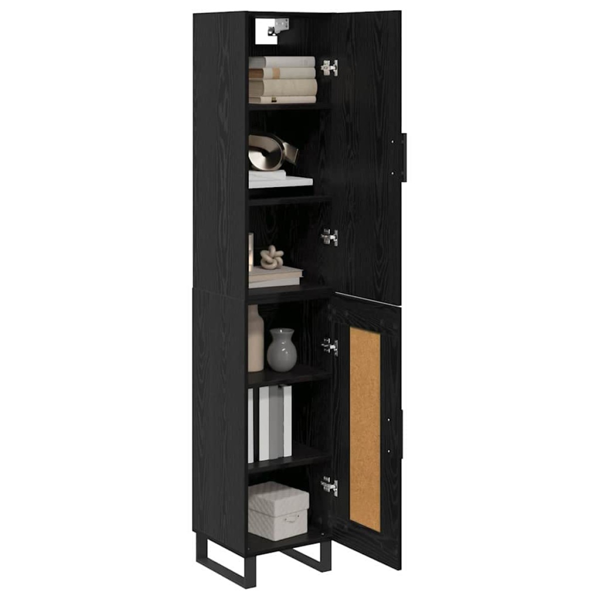 vidaXL Highboard Μαύρη Οξυά 34,5 x 34 x 180 εκ. Επεξεργασμένο Ξύλο