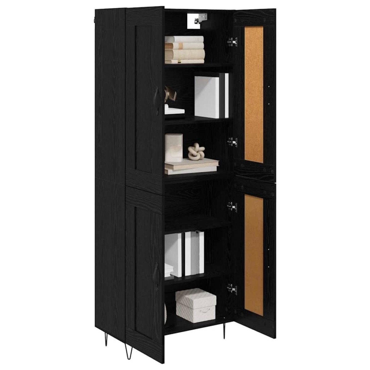 vidaXL Highboard Μαύρη Οξυά 69,5 x 34 x 180 εκ. Επεξεργασμένο Ξύλο